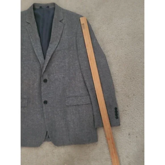 ADOLFO Lambswool TWEED Sport Coat Mens 44R Gray Herringbone Fleck Blazer Jacket - Picture 11 of 16